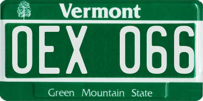 VT license plate OEX066