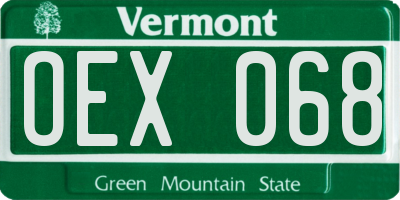 VT license plate OEX068