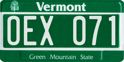 VT license plate OEX071