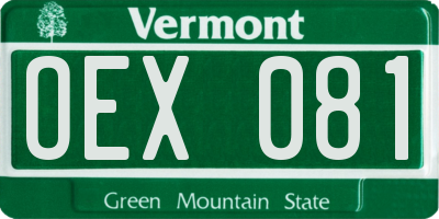 VT license plate OEX081