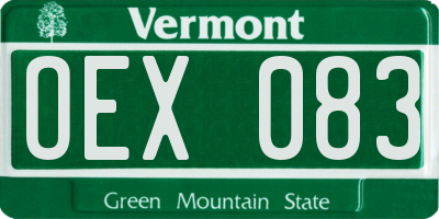 VT license plate OEX083