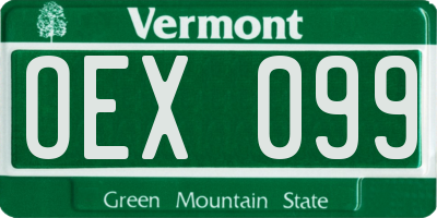 VT license plate OEX099