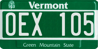 VT license plate OEX105