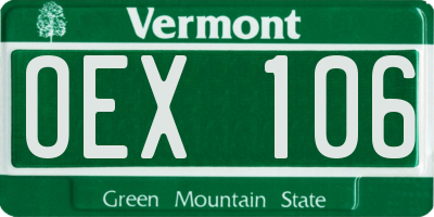 VT license plate OEX106