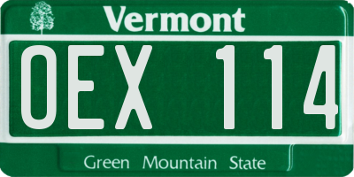 VT license plate OEX114
