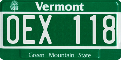 VT license plate OEX118
