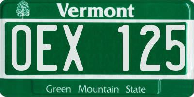 VT license plate OEX125