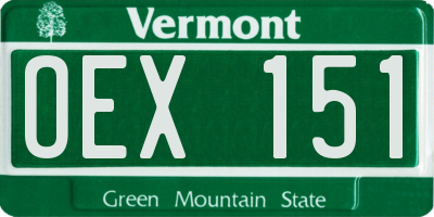 VT license plate OEX151