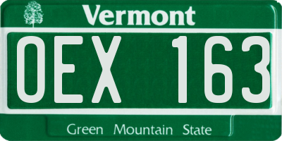 VT license plate OEX163