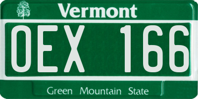 VT license plate OEX166