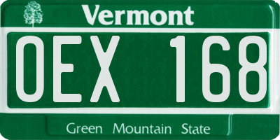 VT license plate OEX168