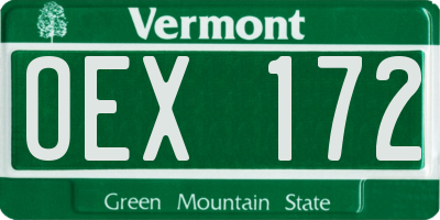 VT license plate OEX172