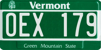 VT license plate OEX179