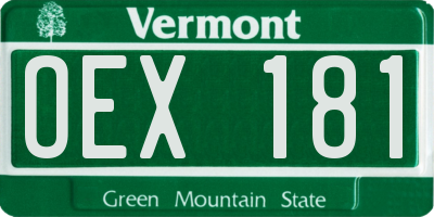 VT license plate OEX181
