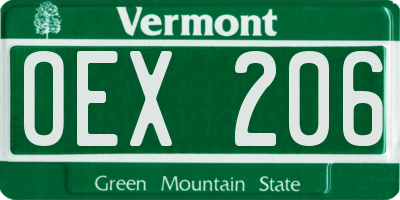 VT license plate OEX206