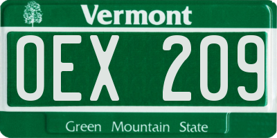 VT license plate OEX209