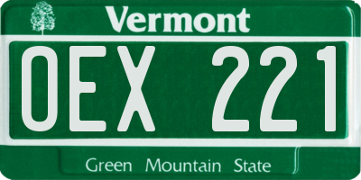 VT license plate OEX221
