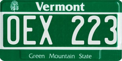 VT license plate OEX223