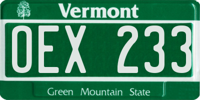 VT license plate OEX233