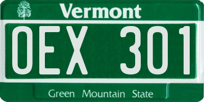VT license plate OEX301