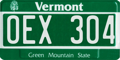 VT license plate OEX304