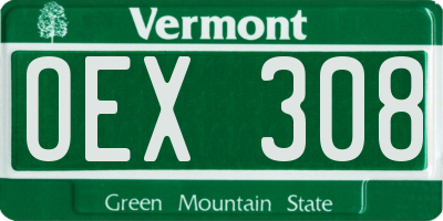 VT license plate OEX308