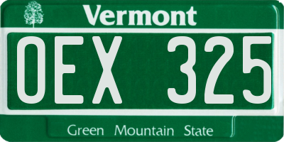 VT license plate OEX325