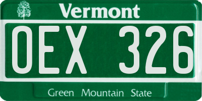 VT license plate OEX326