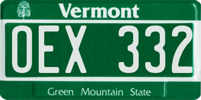 VT license plate OEX332