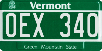 VT license plate OEX340