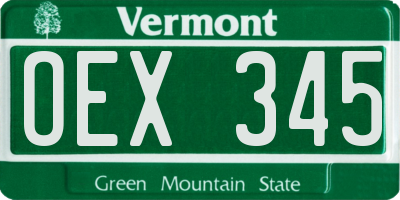 VT license plate OEX345