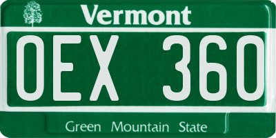 VT license plate OEX360