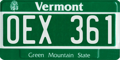 VT license plate OEX361