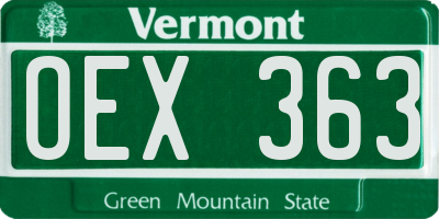 VT license plate OEX363