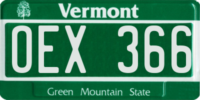 VT license plate OEX366