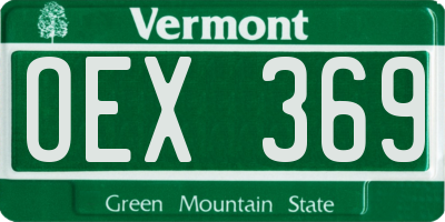 VT license plate OEX369