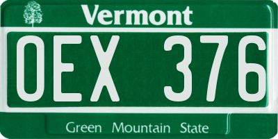 VT license plate OEX376