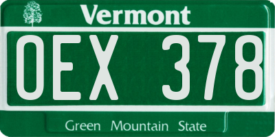 VT license plate OEX378