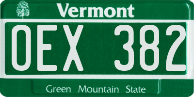 VT license plate OEX382