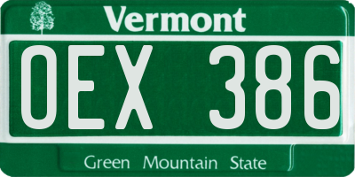 VT license plate OEX386