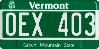 VT license plate OEX403