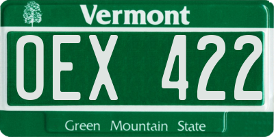 VT license plate OEX422
