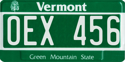 VT license plate OEX456