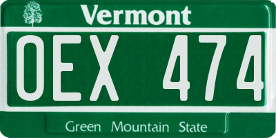 VT license plate OEX474