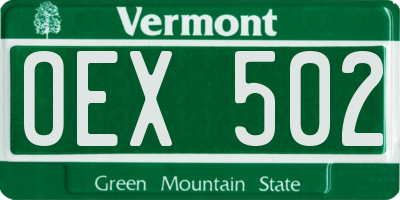VT license plate OEX502