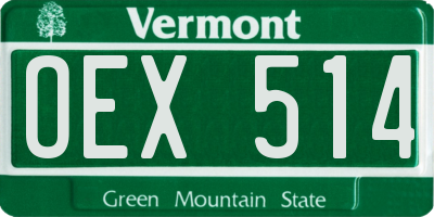 VT license plate OEX514