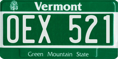 VT license plate OEX521