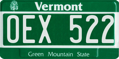 VT license plate OEX522