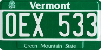 VT license plate OEX533