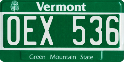 VT license plate OEX536